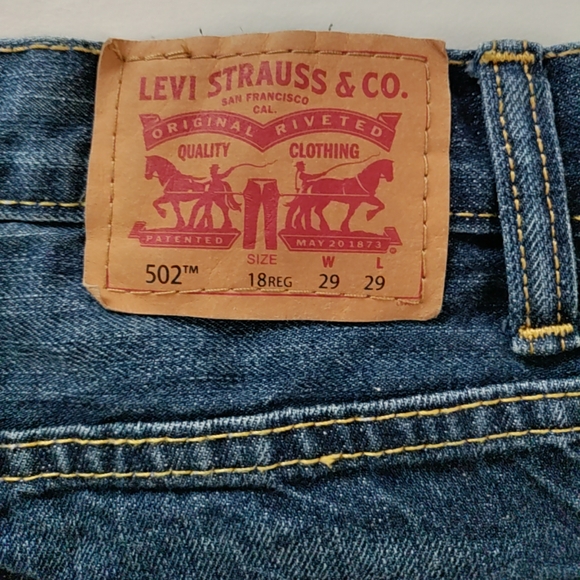 🎁 Mens Levis 502 Regular Taper Jeans Denim Distressed ripped Jeans size 29 X 29 - Picture 4 of 15